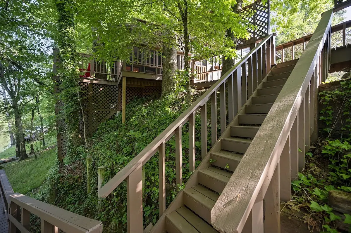Steps leading to the deck and river access