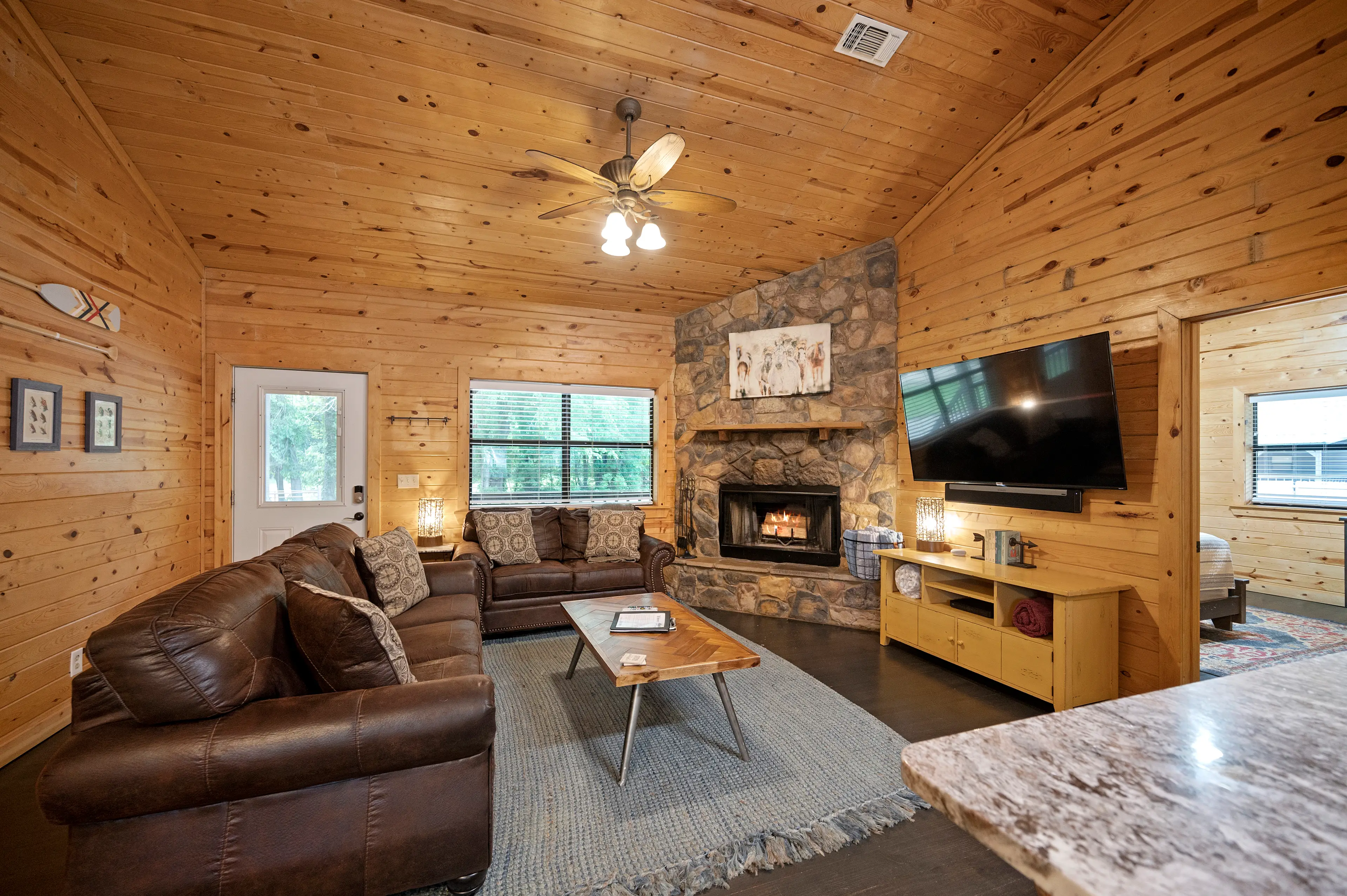 Huge TV in the living room.