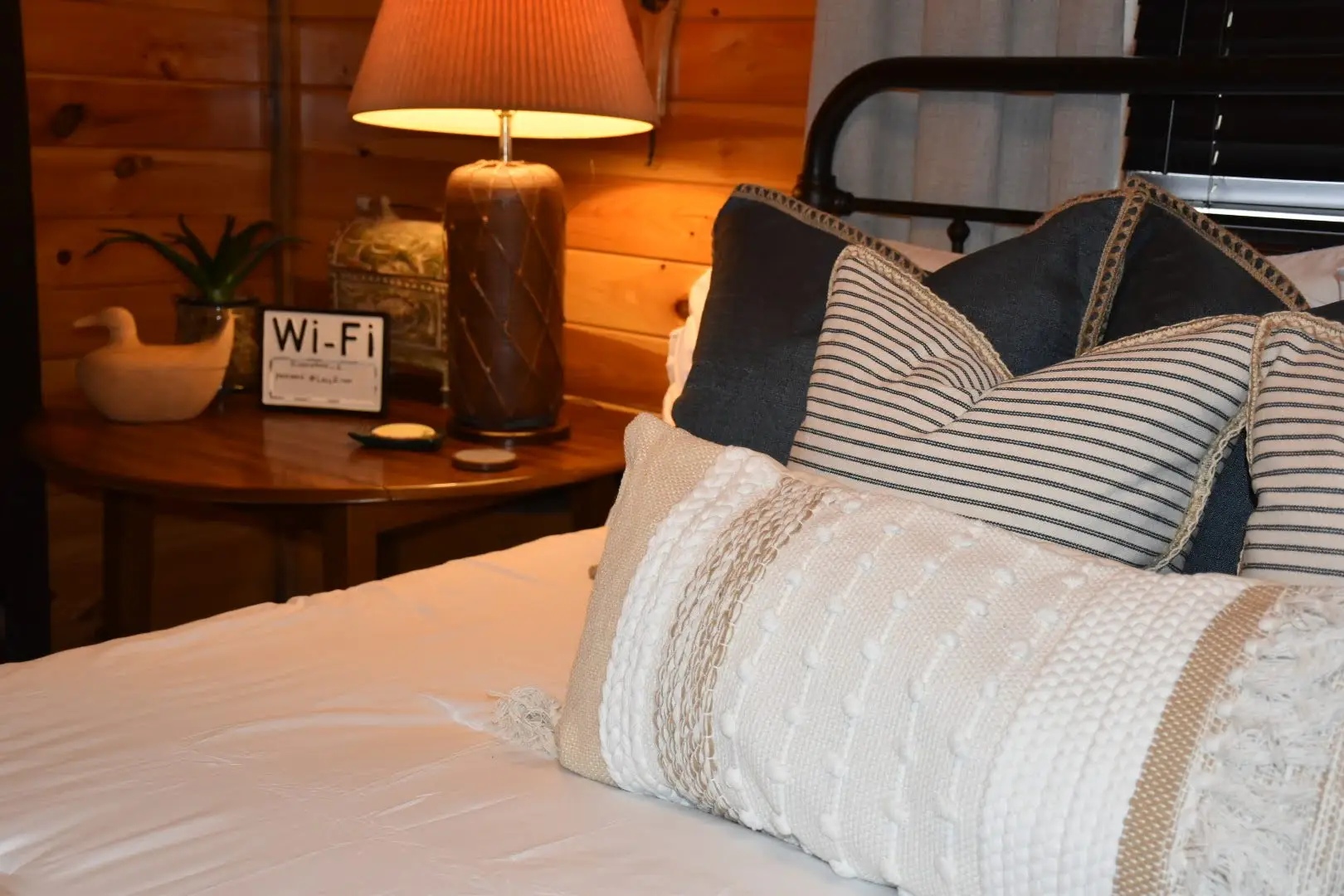 Bedside tables and lamps
