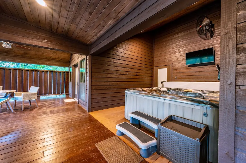 Hot tub just steps from the master suite.