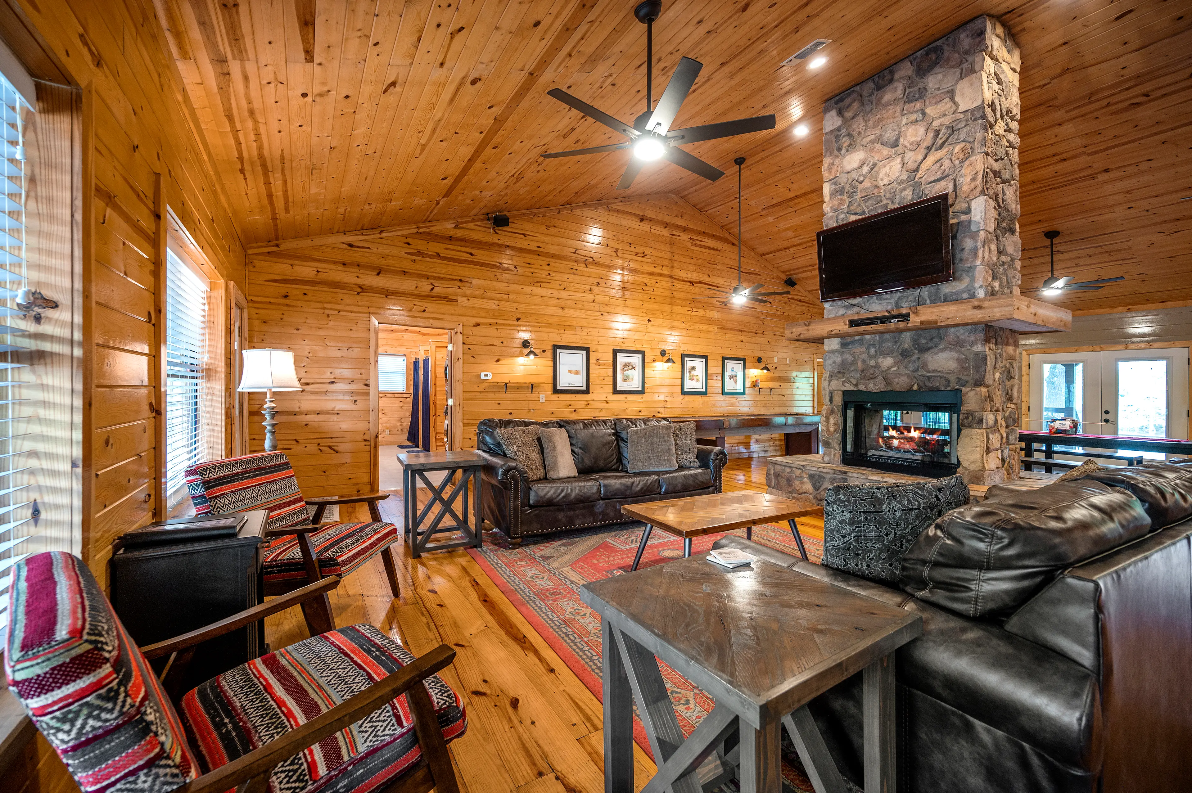 Double sided real wood burning fireplace!