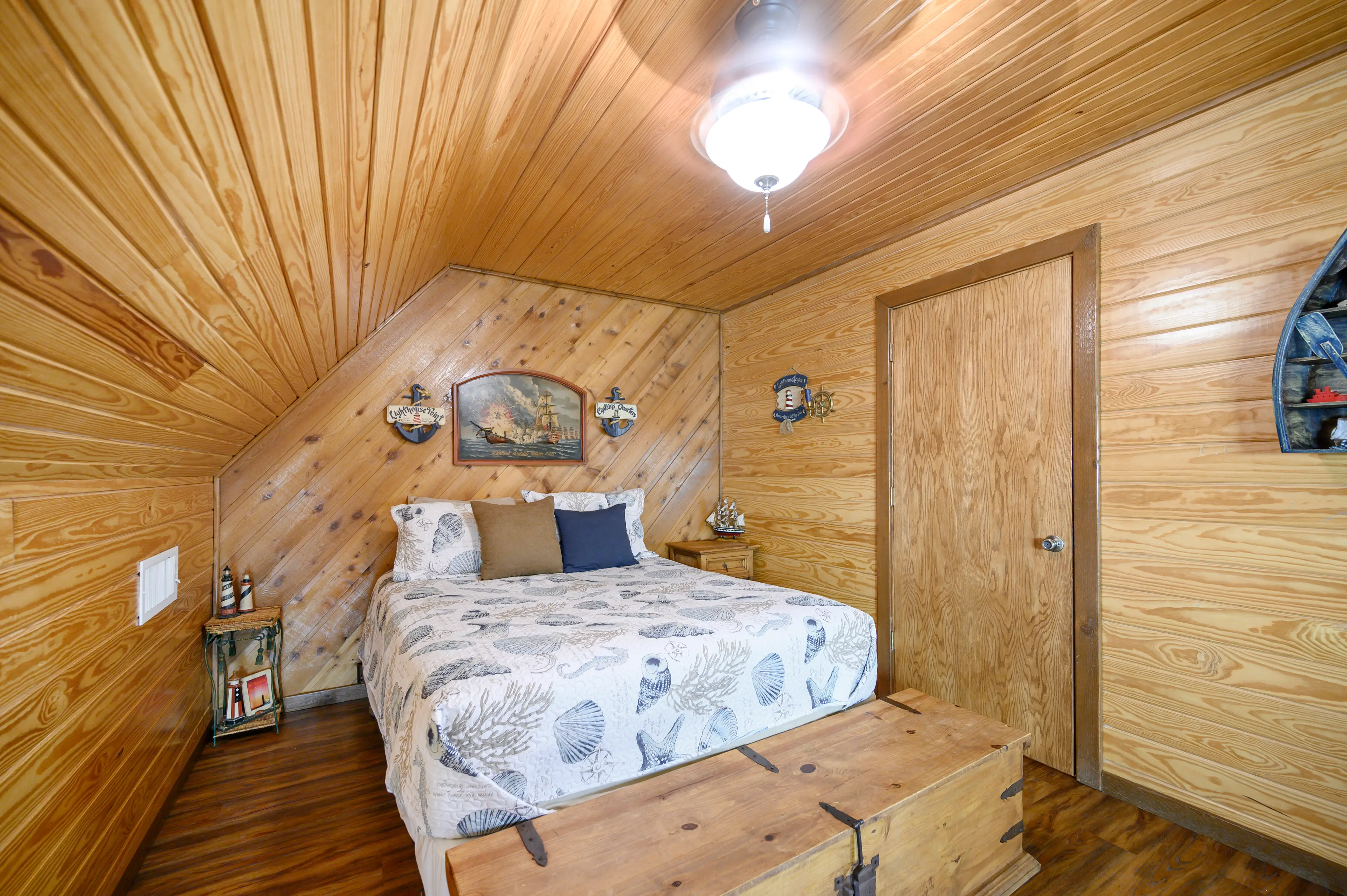 The upstairs bedroom has it's own bathroom.