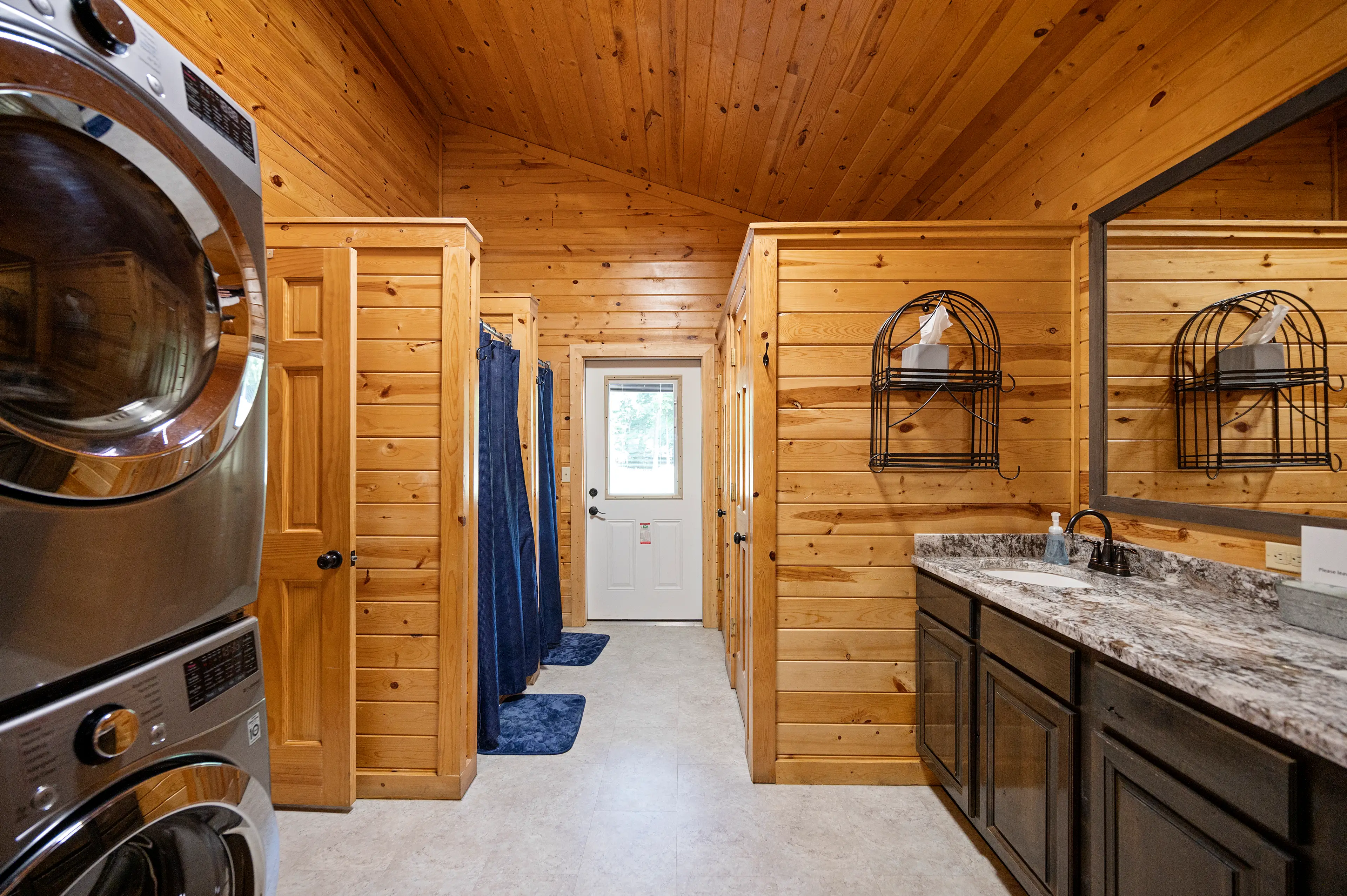 Full size washer and dryer in each bath.