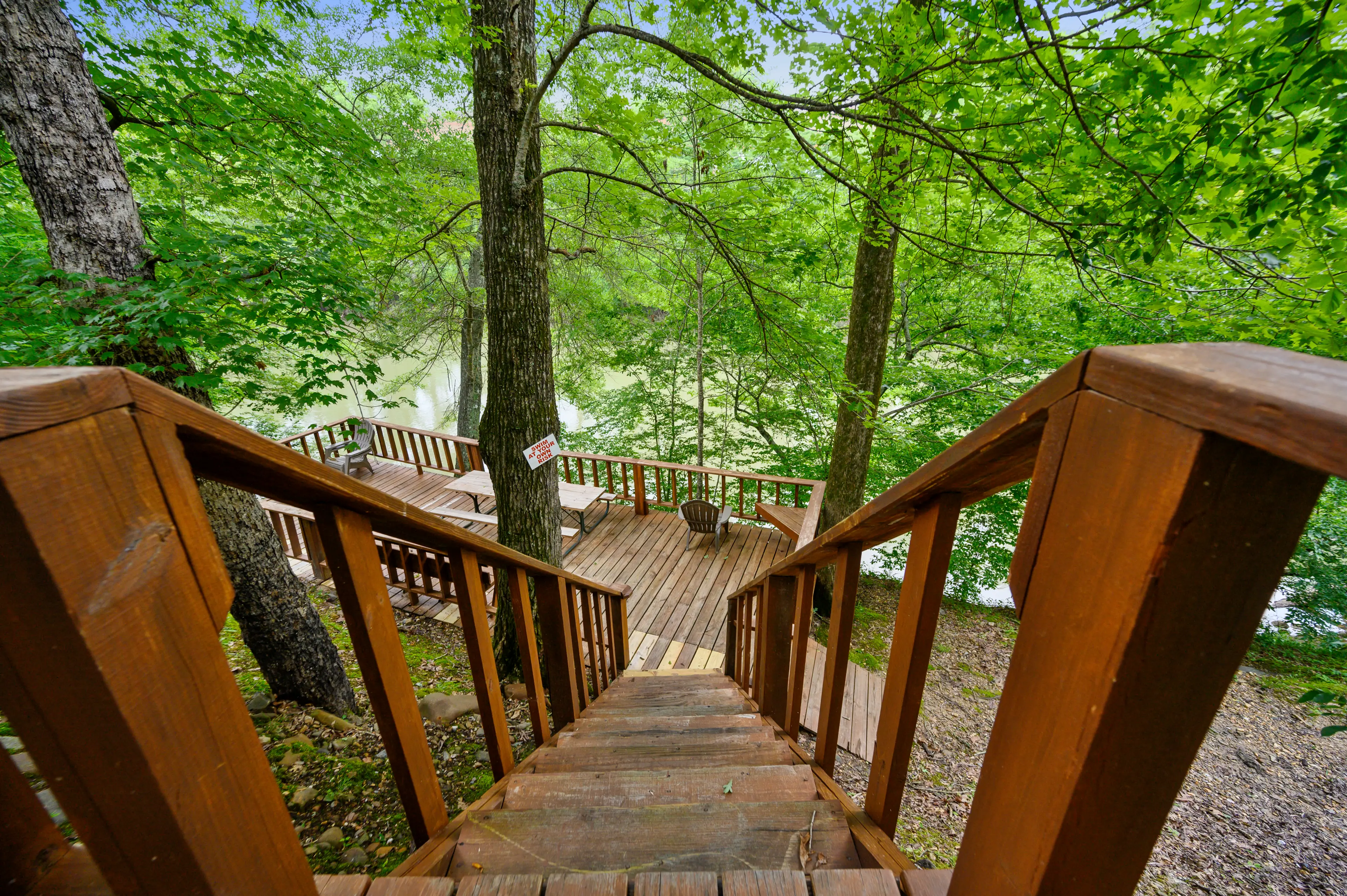 This is standing on the porch looking down toward the deck.