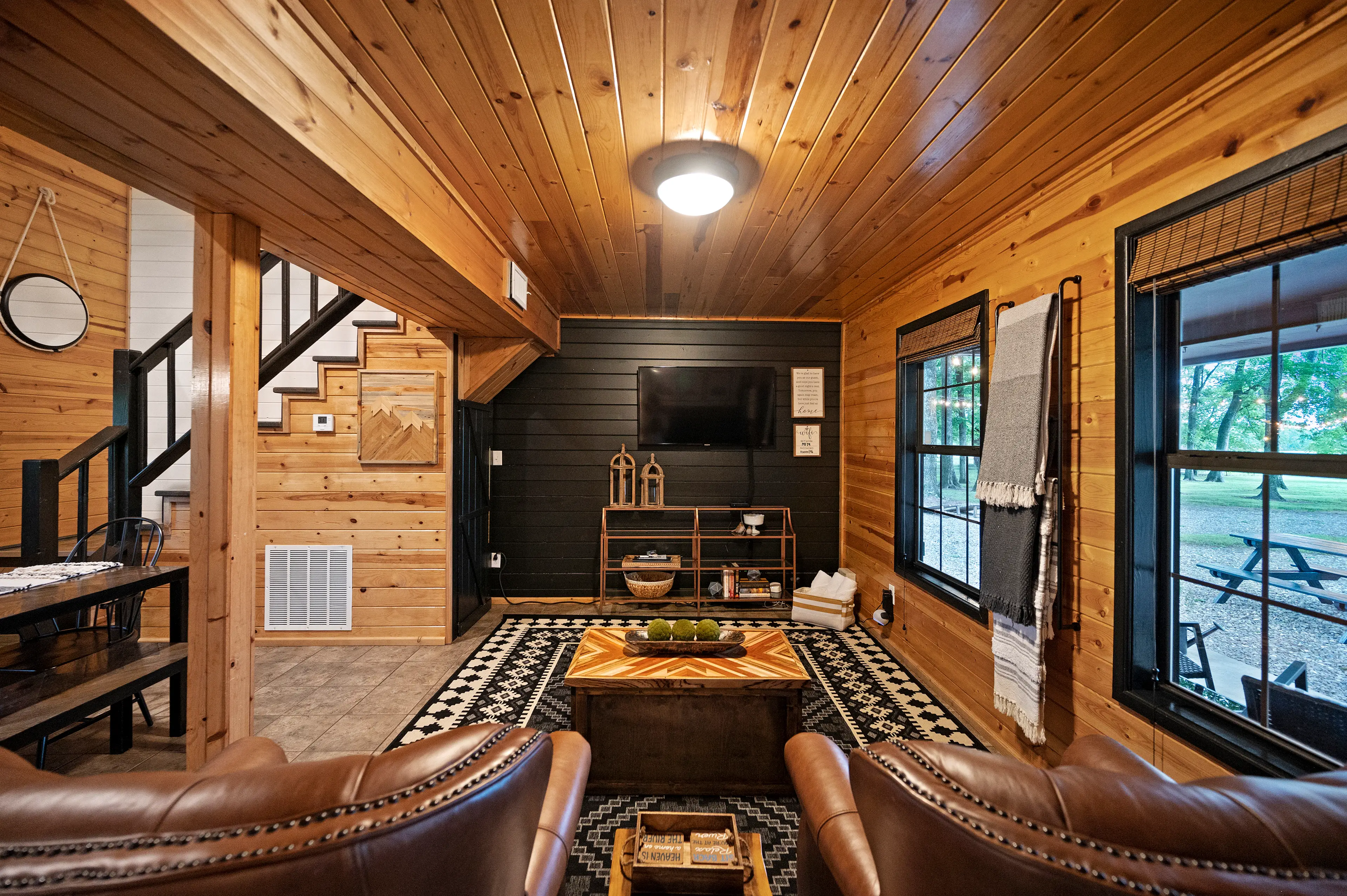 Open floor plan living room and dining table