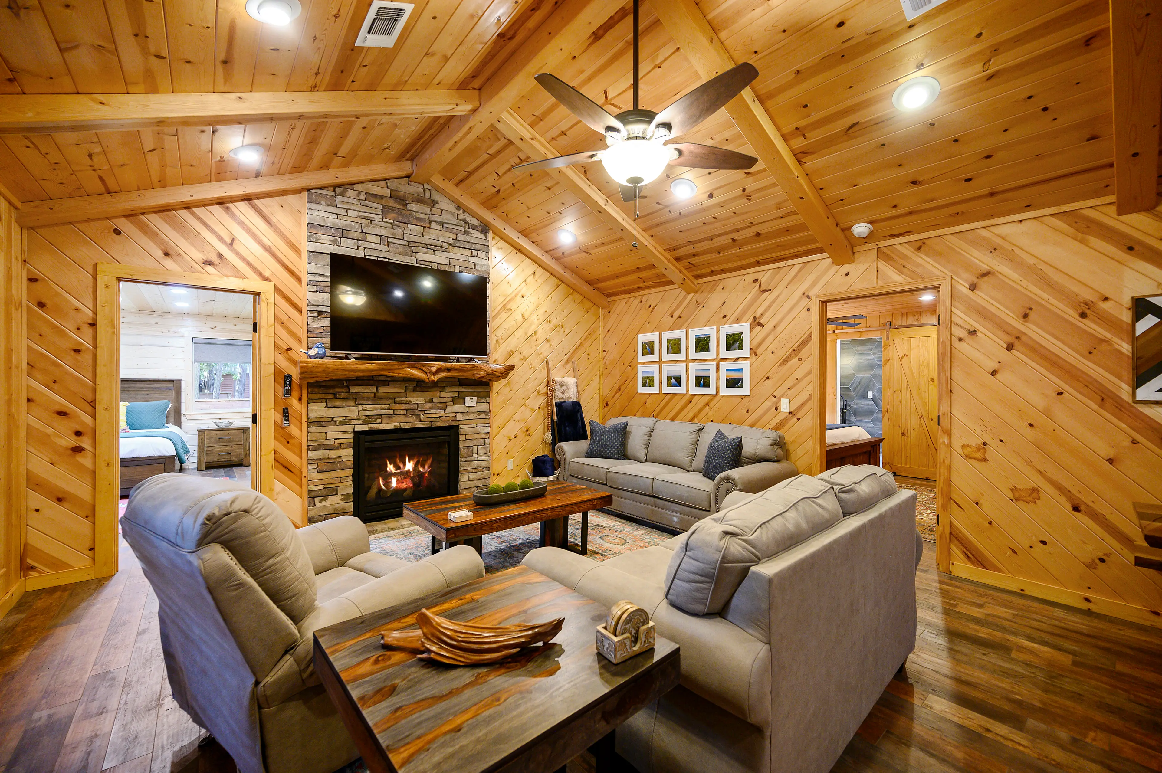 Cozy up next to the seasonal gas fireplace.