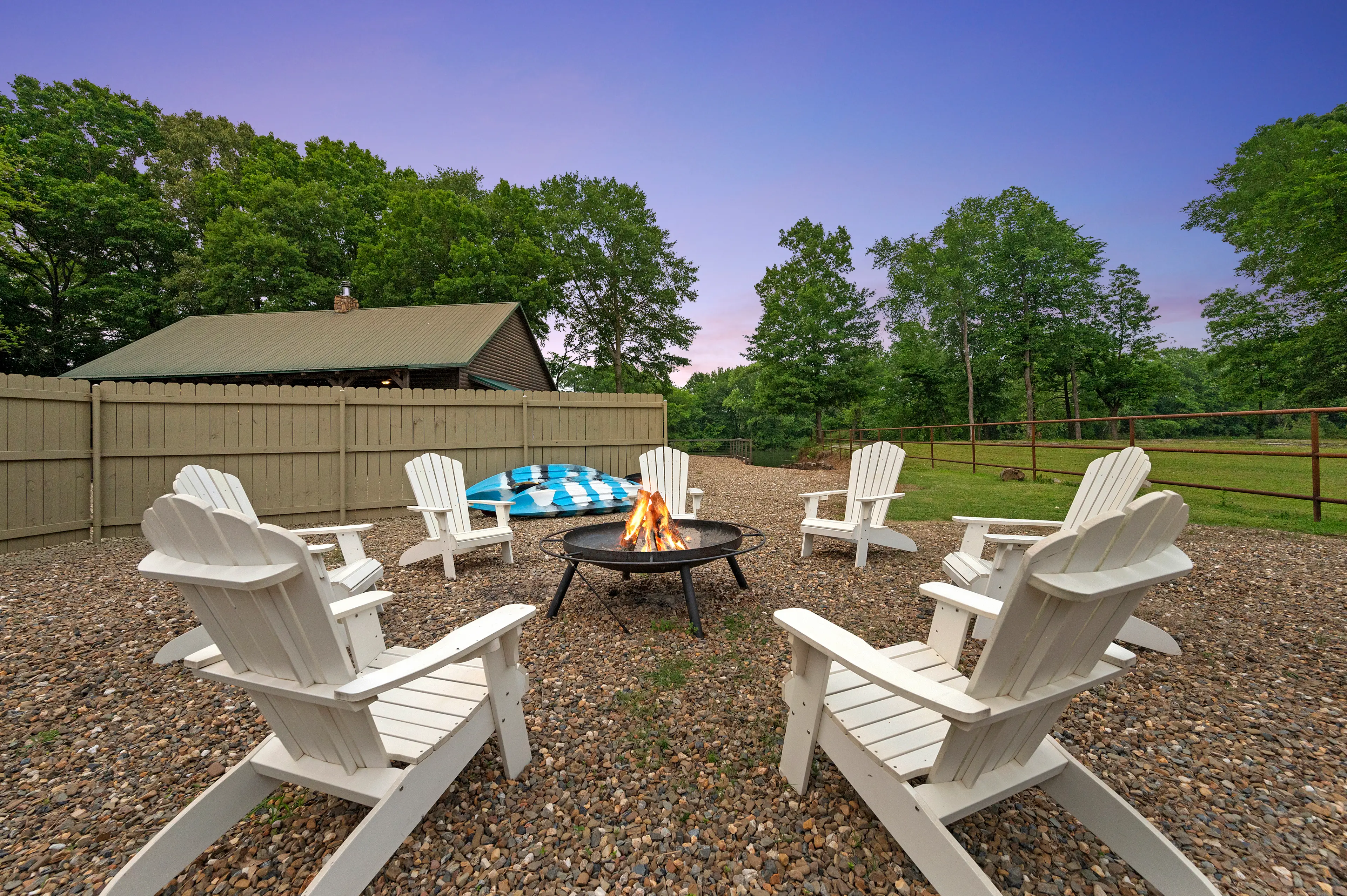 Enjoy the fire pit with the provided firewood!