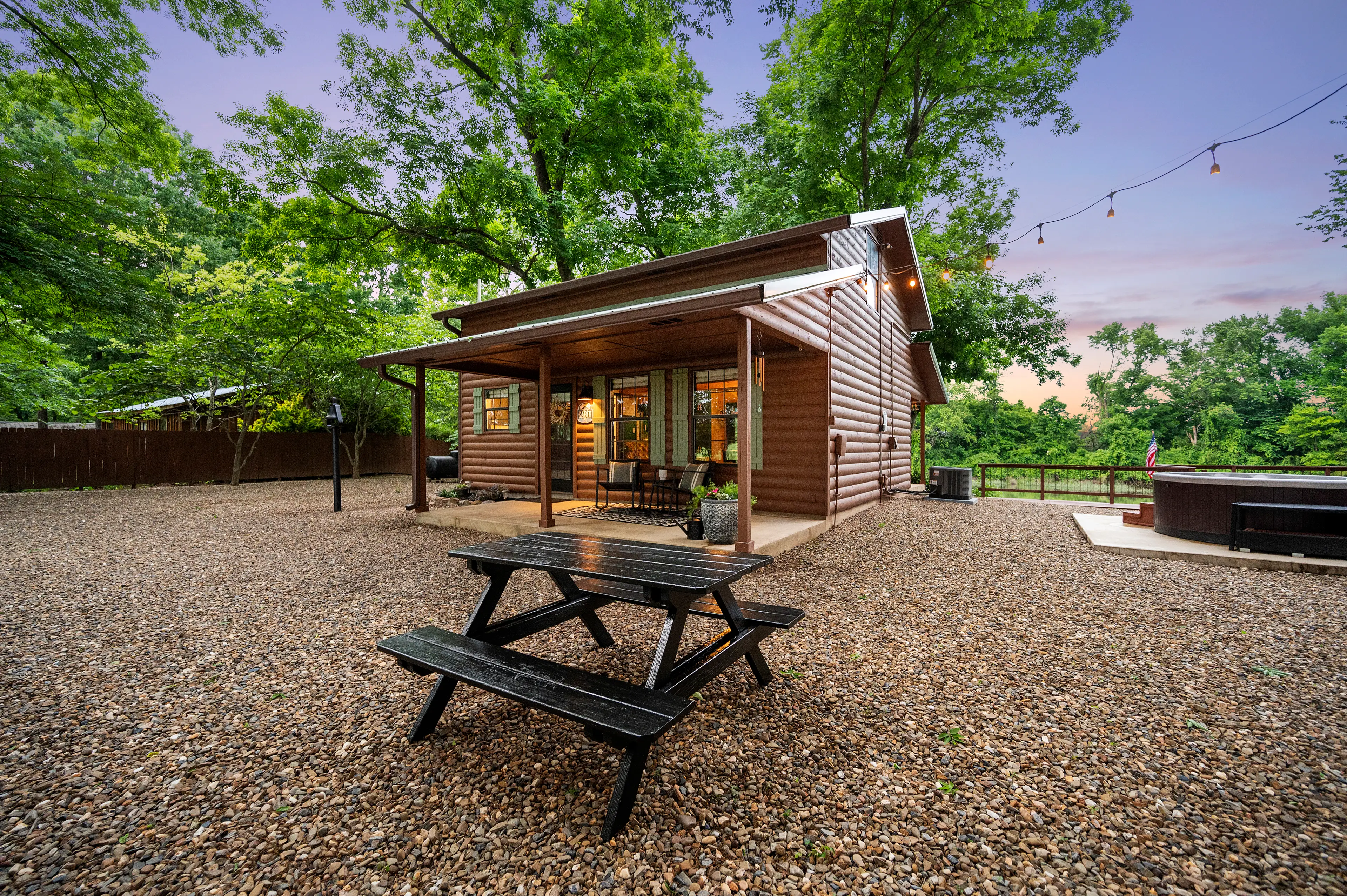 Two picnic tables for outdoor meals