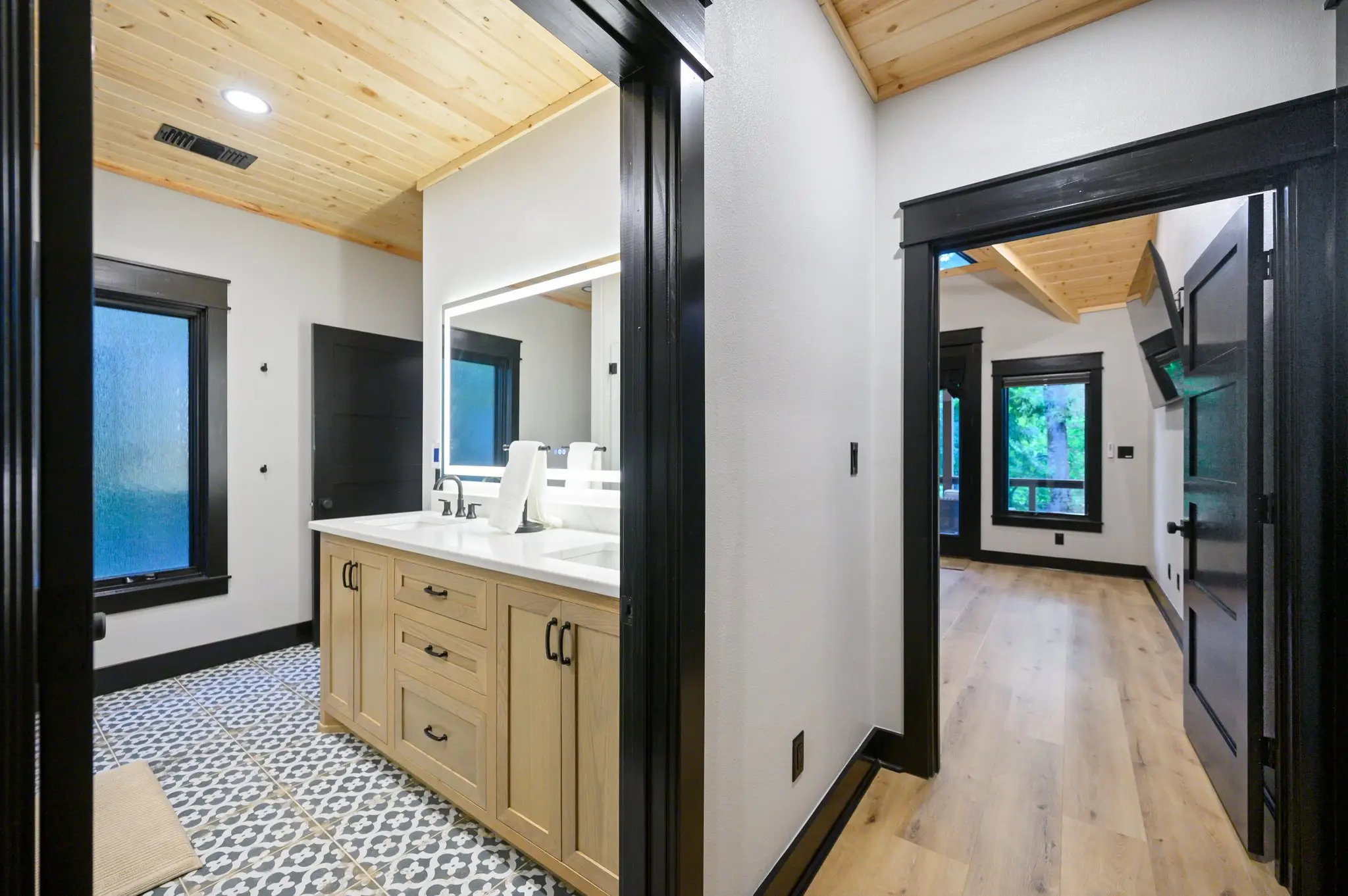 Second bath has a hallway entrance.