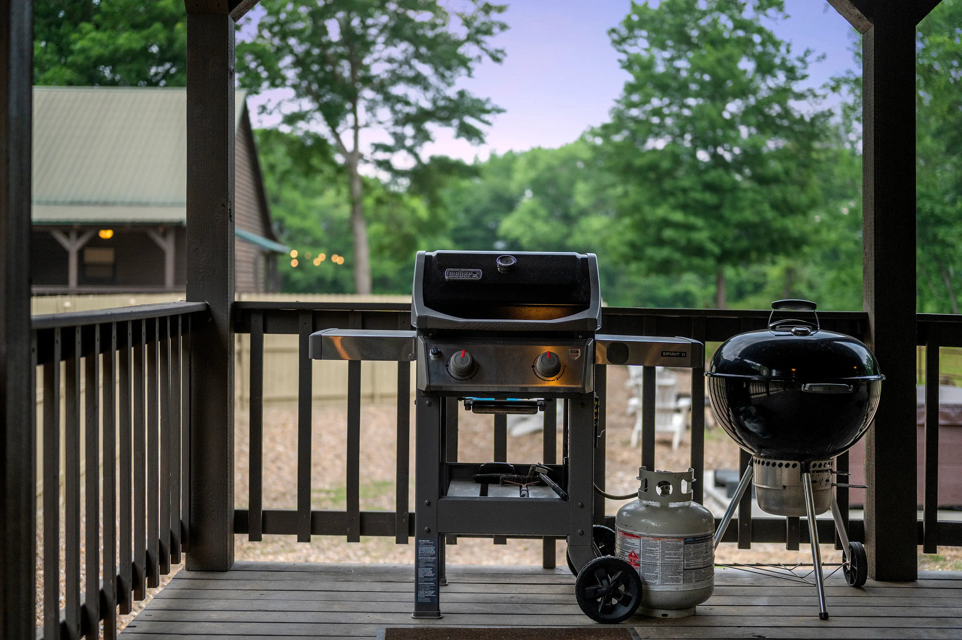 Firefly has both a gas grill and charcoal grill.