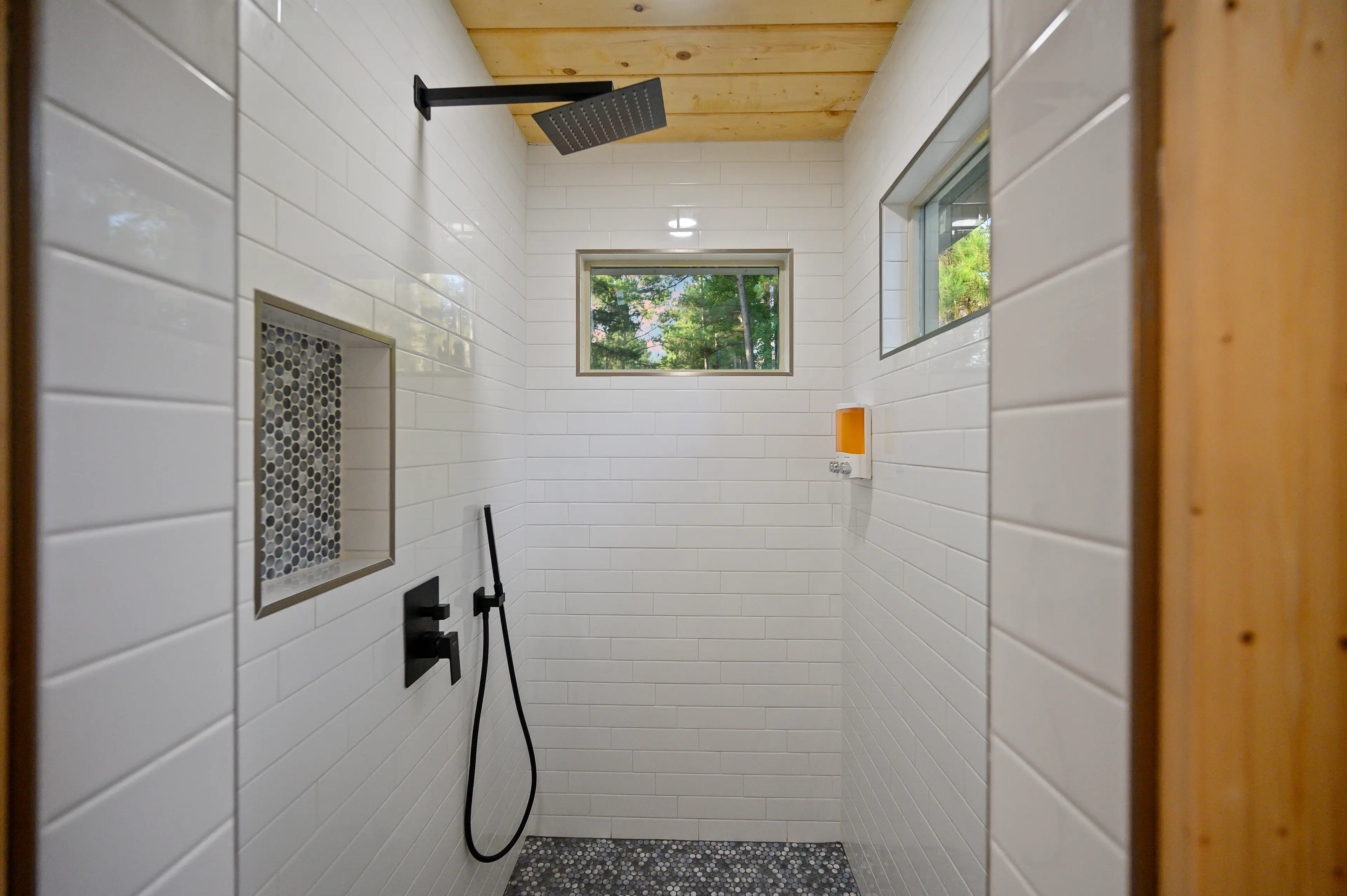 Walk in shower and we provide toiletries!