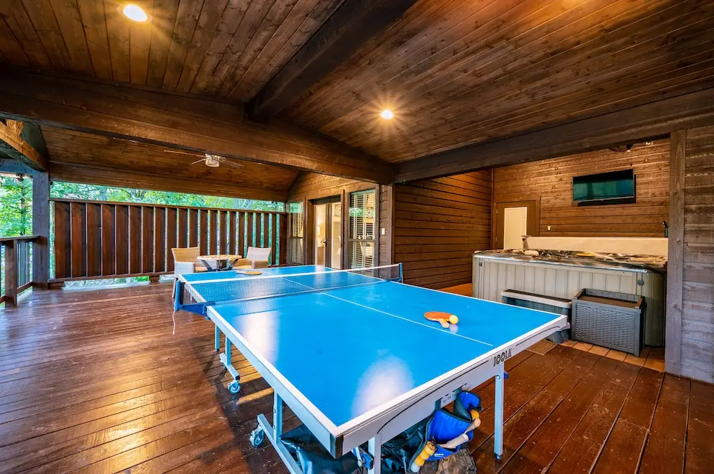 Play a game of ping pong or relax in the hot tub.