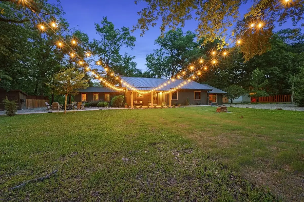 String lights over the horseshoe pits!