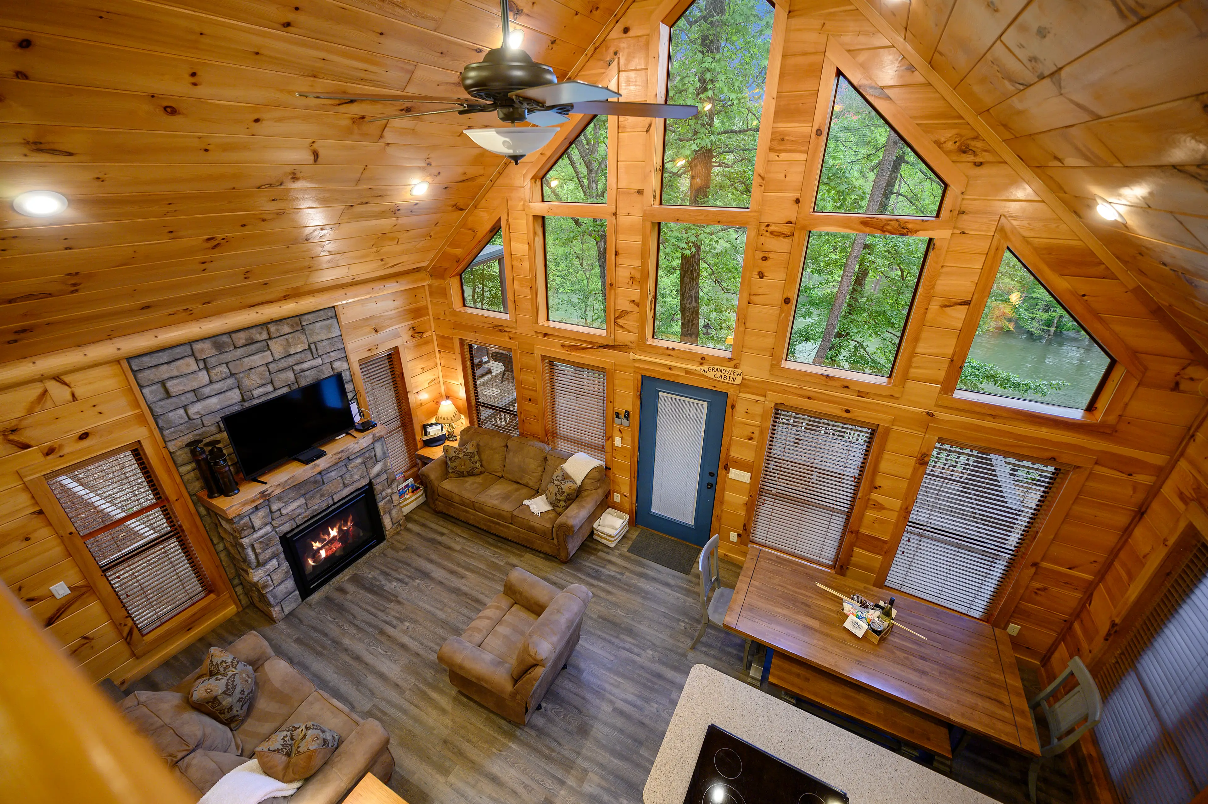 Looking down from the upstairs landing