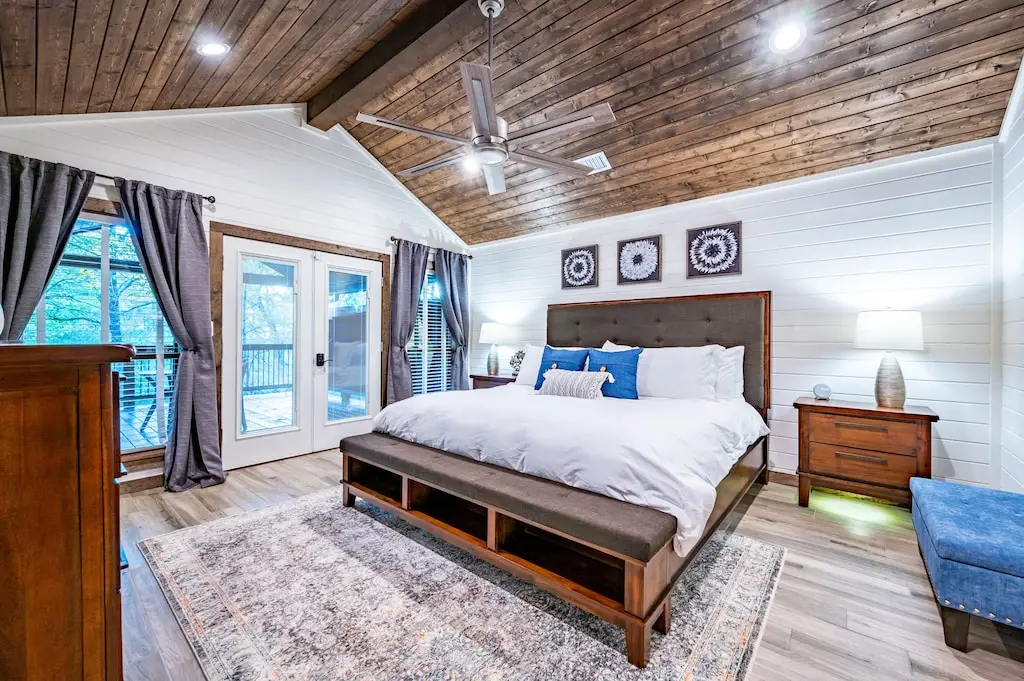 King master suite has its own entrance and table outside for morning coffee.