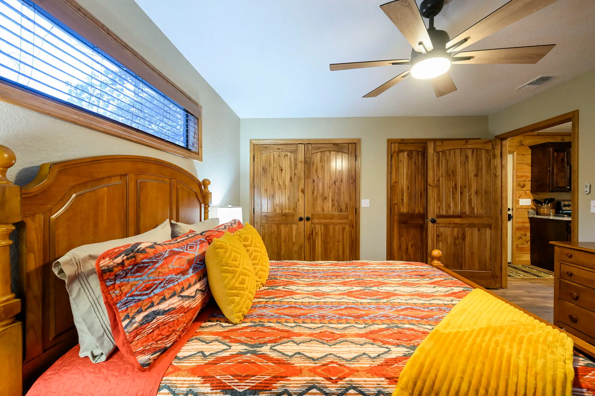 The washer and dryer combo is in this closet in the bedroom.