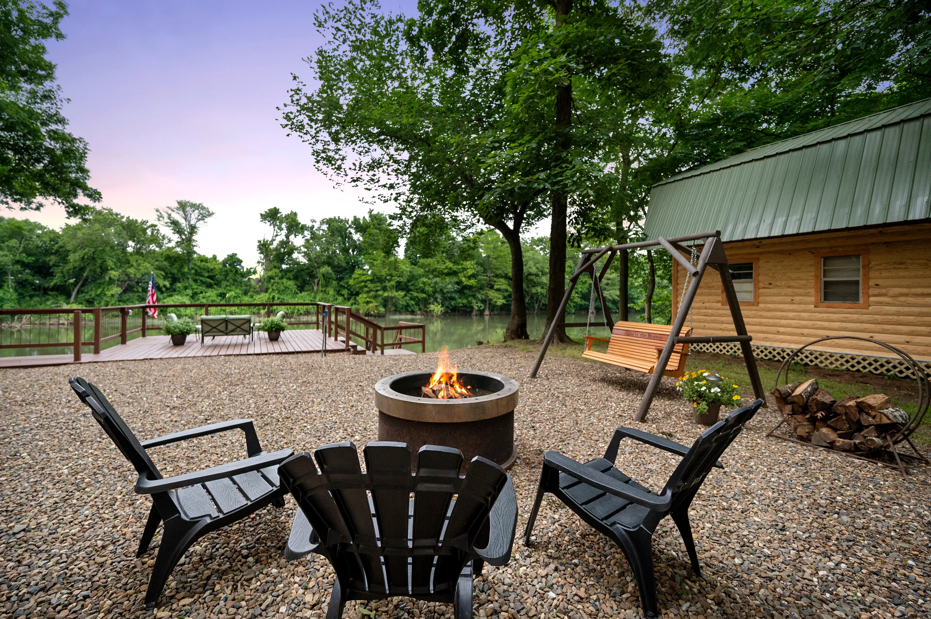 Firepit with provided firewood.