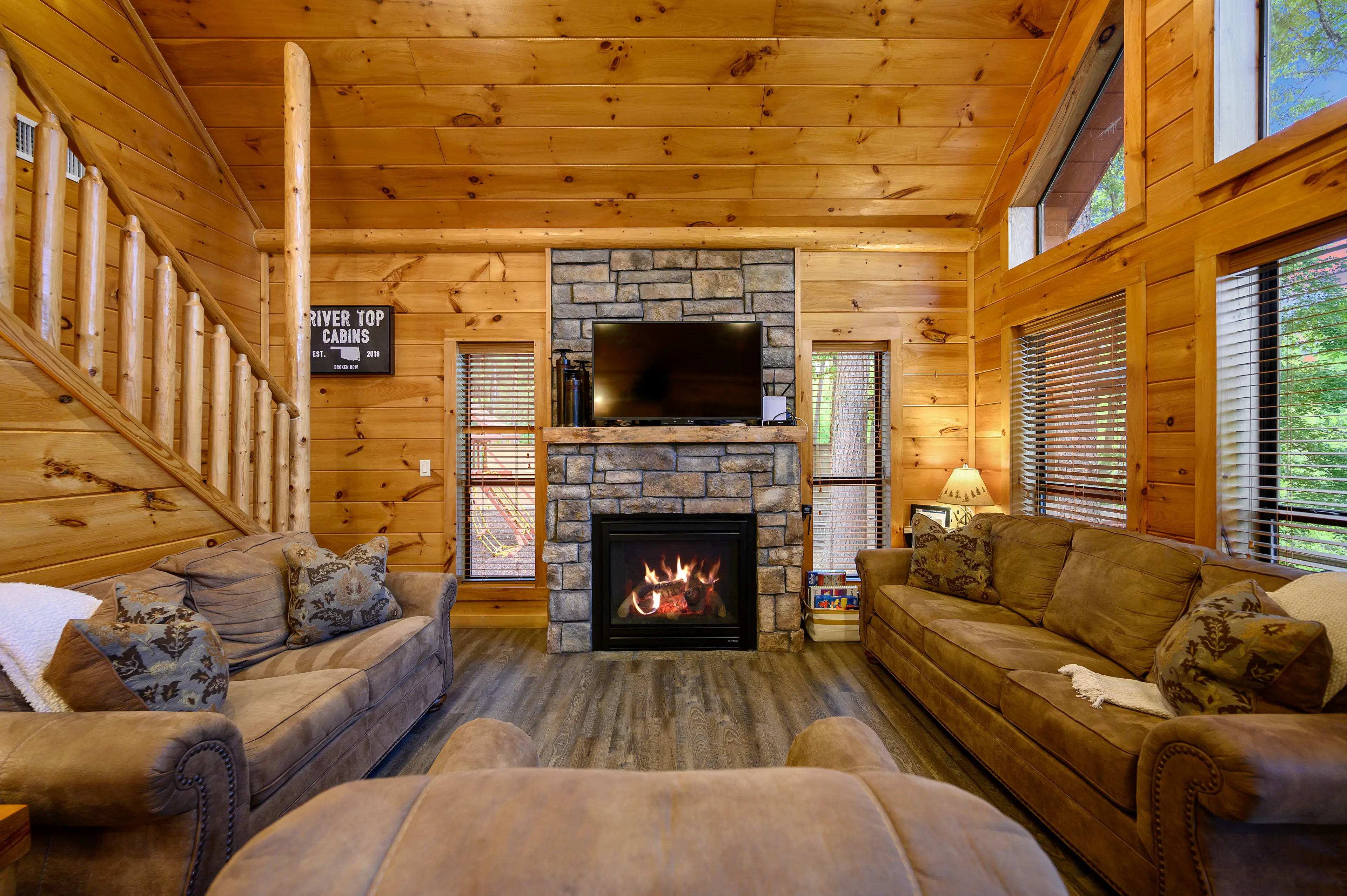 Seasonal gas fireplace in the living area!