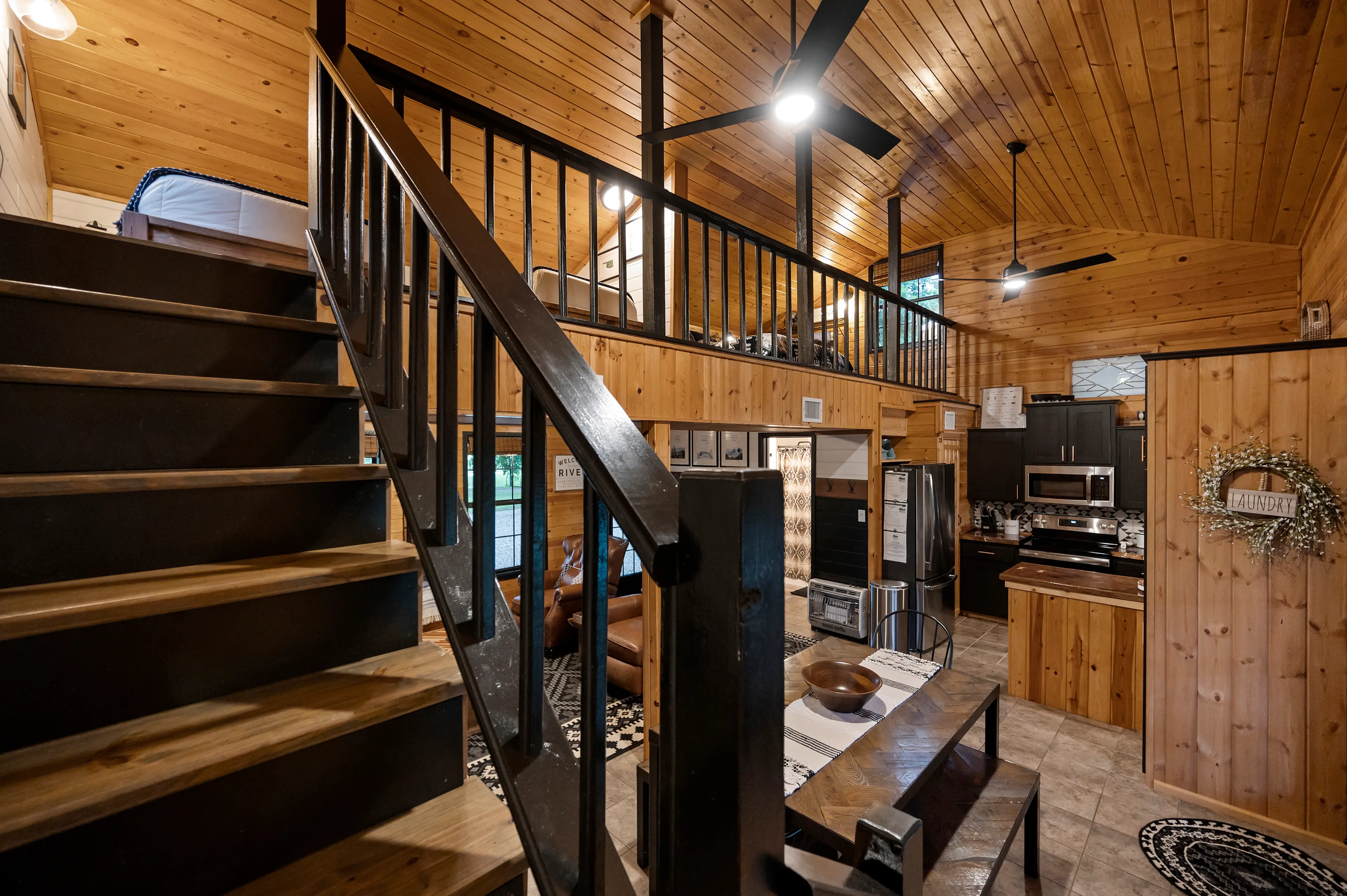 The open upstairs sleeping loft