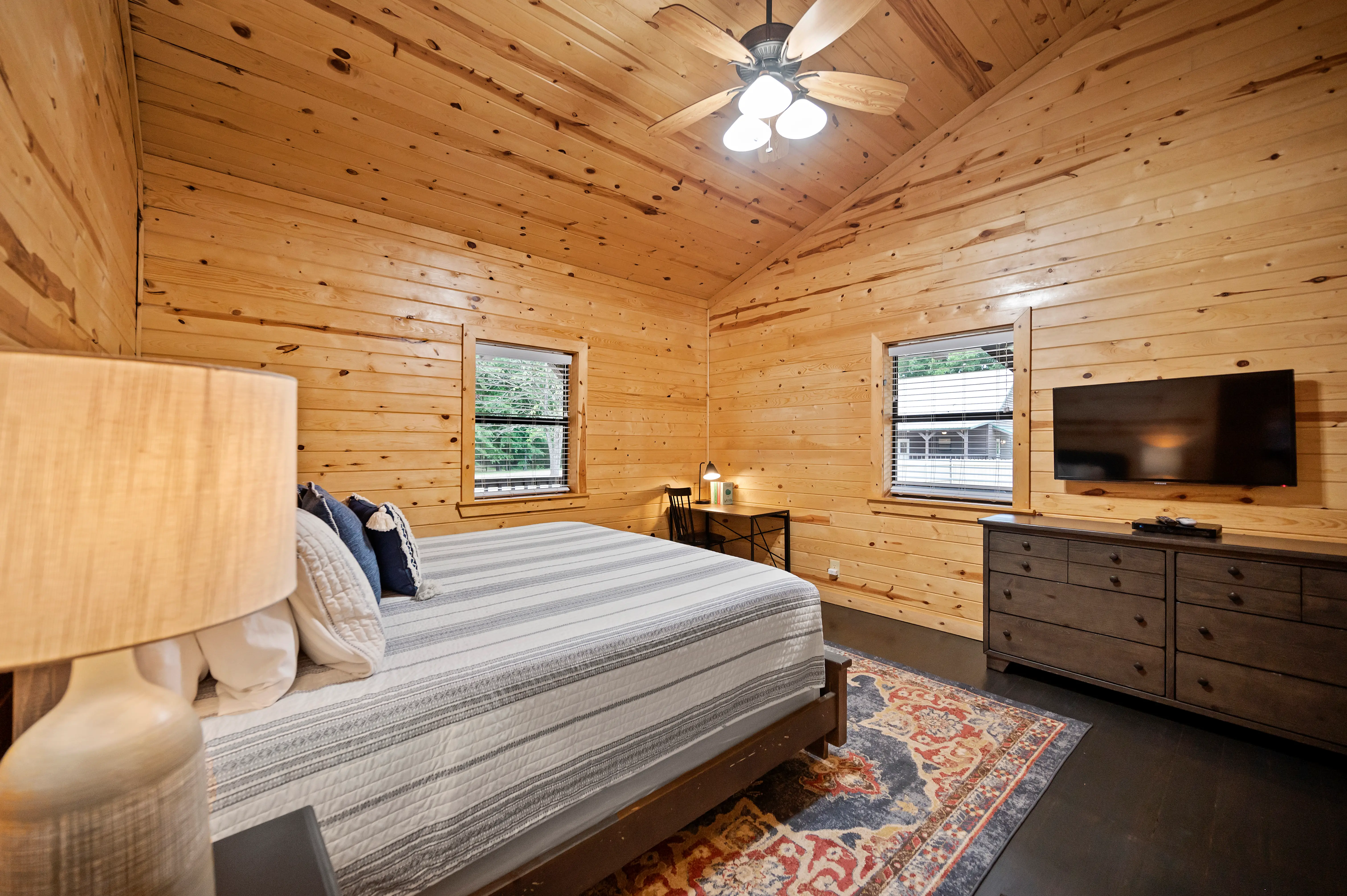 King bedroom #1 with an ensuite and work desk.
