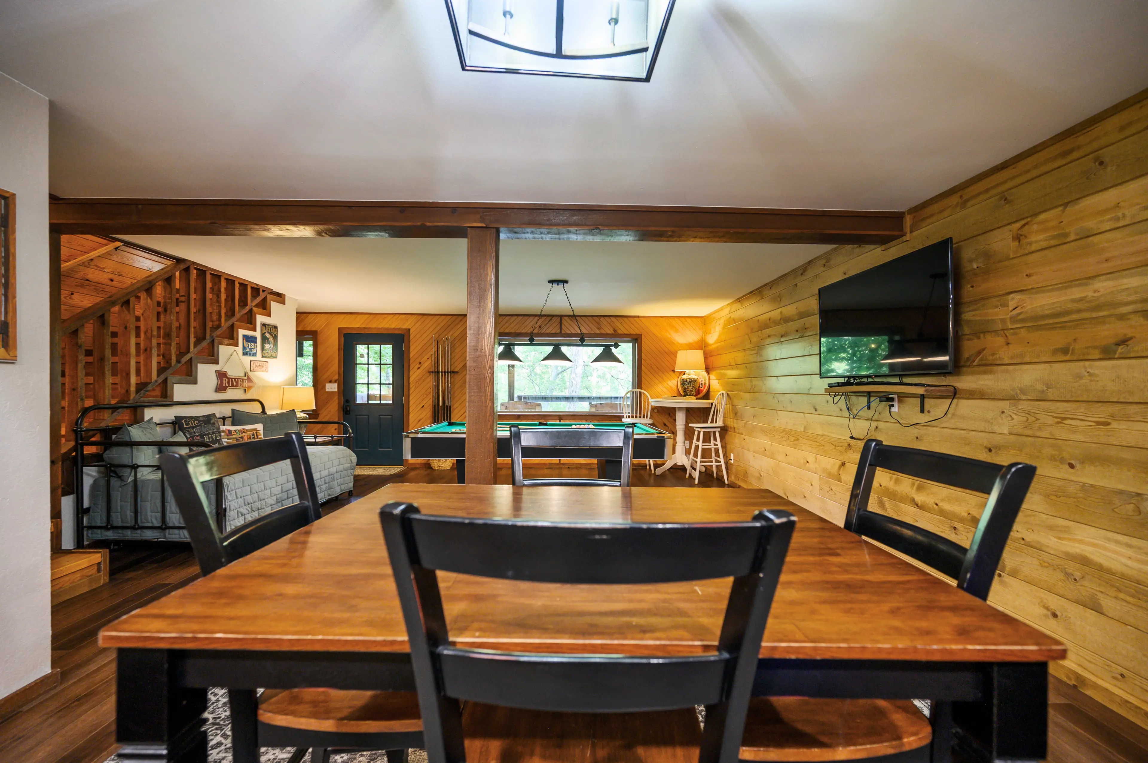 Downstairs is the game room!