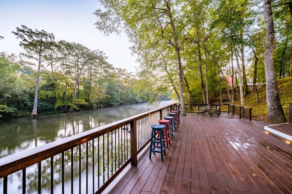 Lower level deck with seating and gorgeous views of Mt Fork.