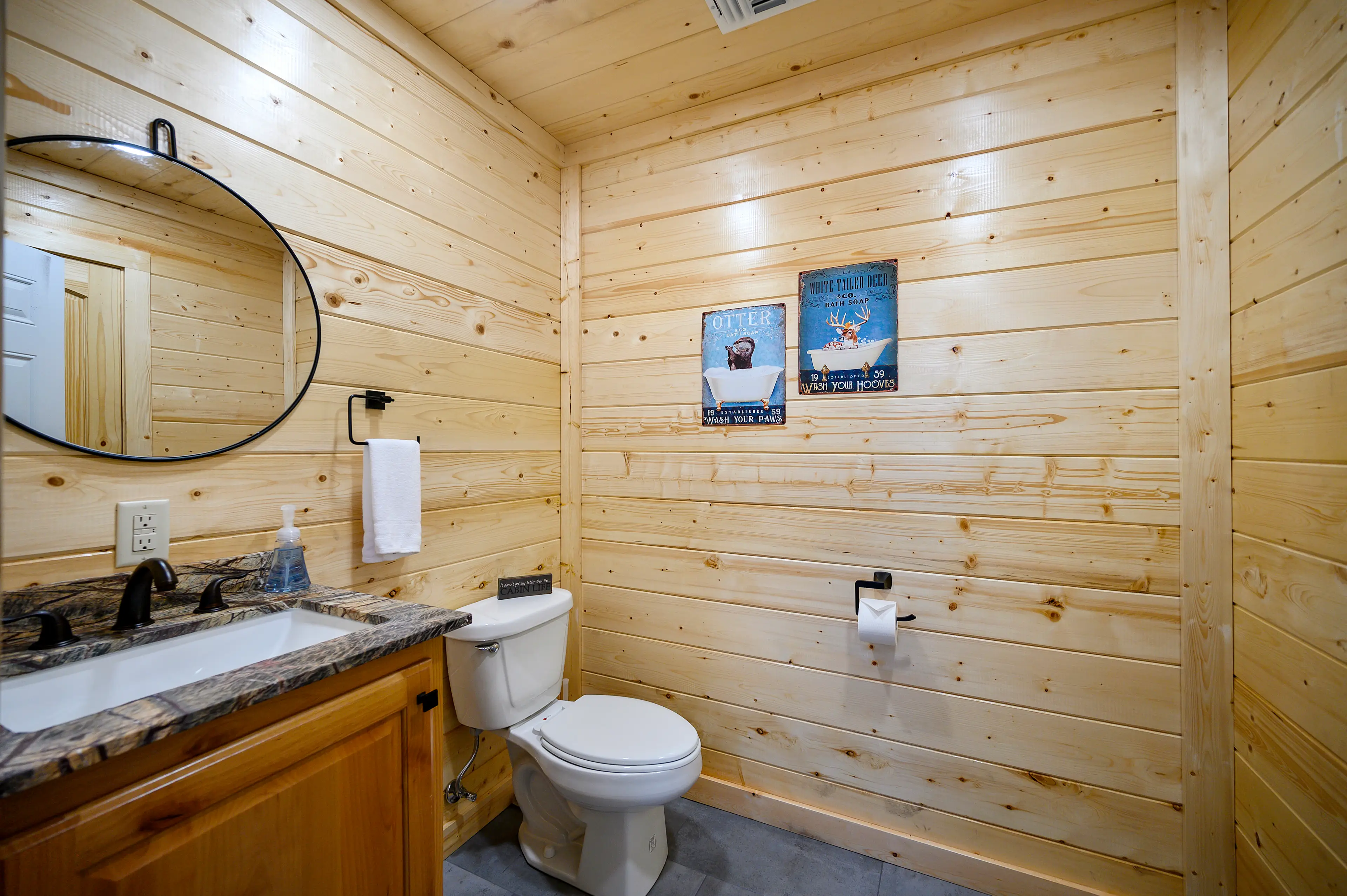 Exterior entrance to a convenient half bath!