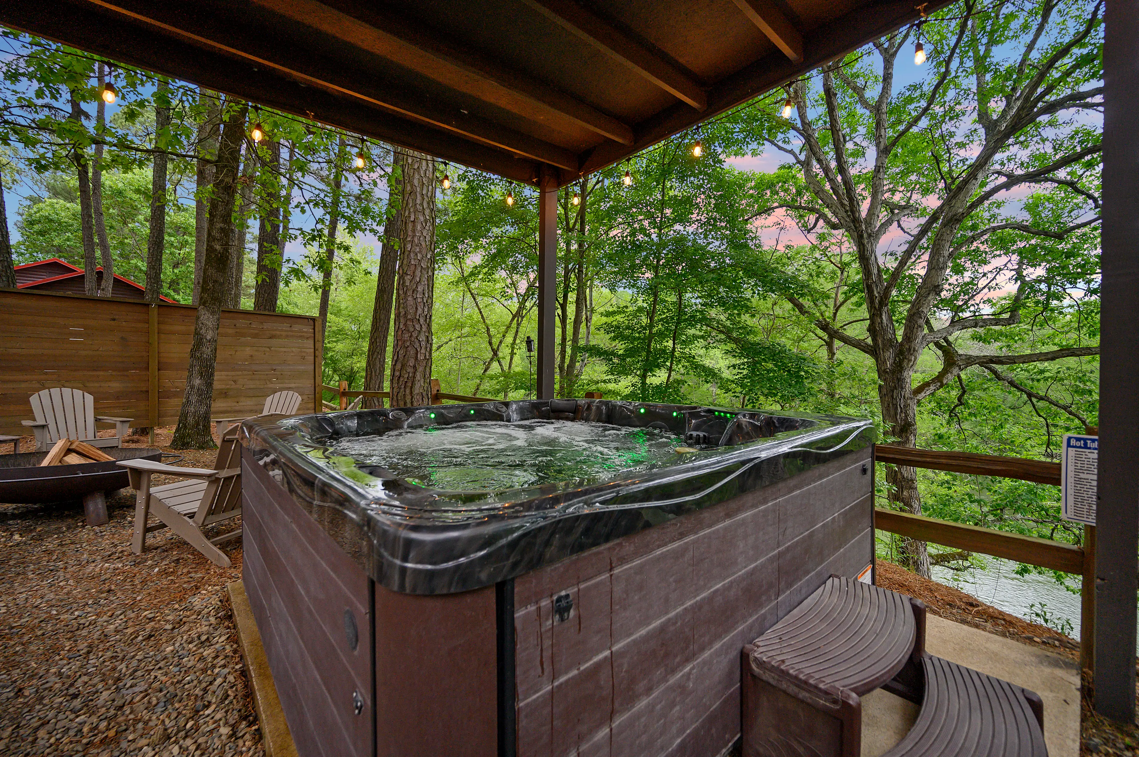 Fire pit next to the hot tub!